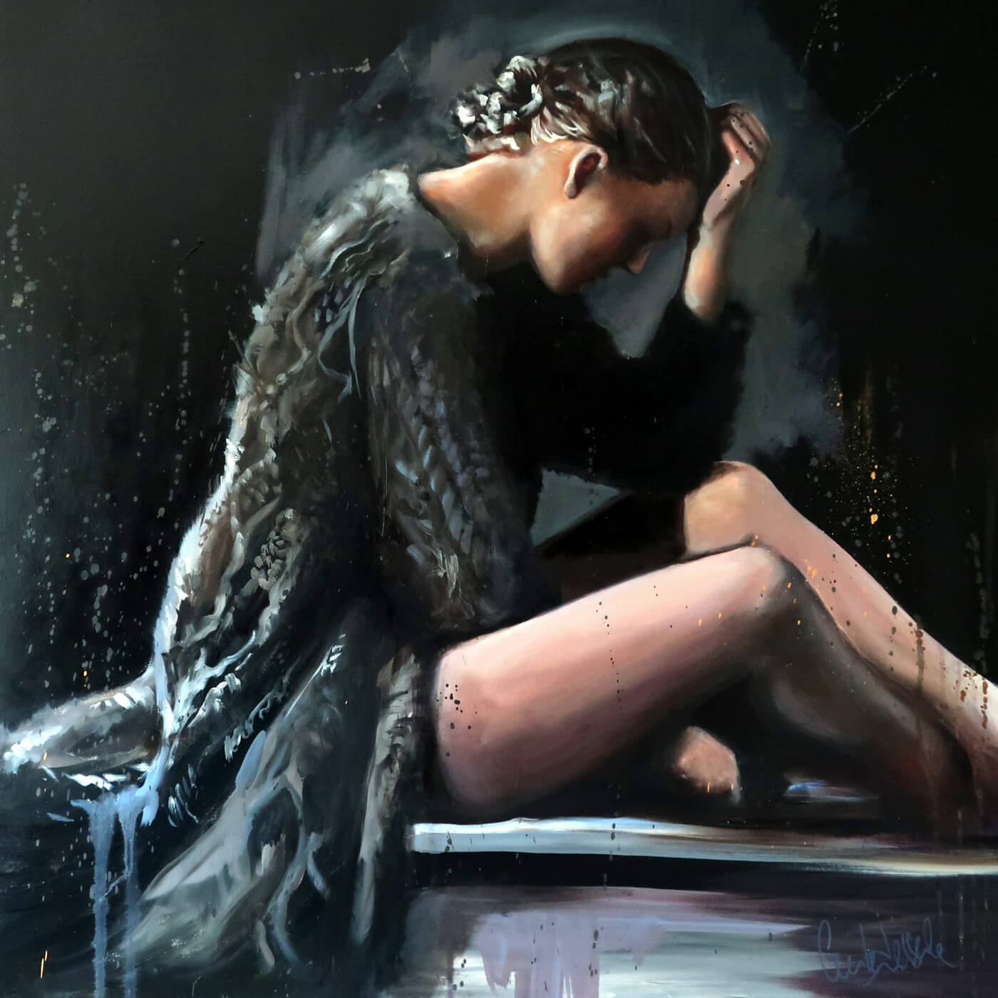 Black Swan, 100 x 100 cm, huile sur toile 